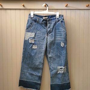 Current Air Frayed wide leg cropped jeans with released hem size 28